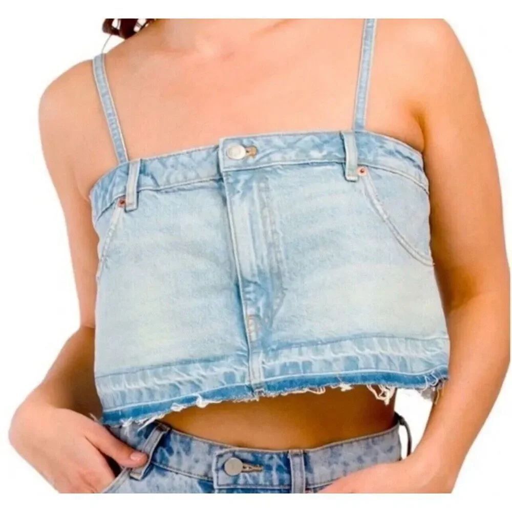 Zara Denim Crop Bralette Top
